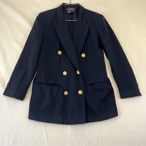Vintage Liz Claiborne wool navy blazer with gold buttons petite 6
